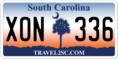 SC license plate XON336