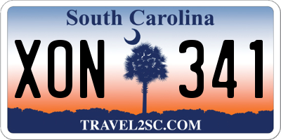 SC license plate XON341