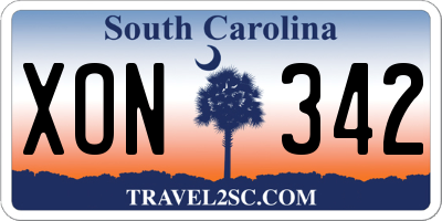 SC license plate XON342