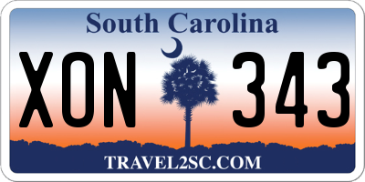 SC license plate XON343