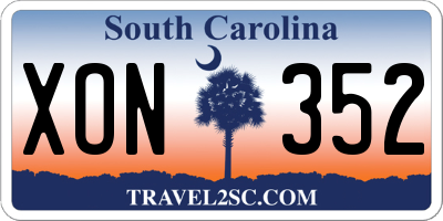 SC license plate XON352