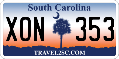 SC license plate XON353