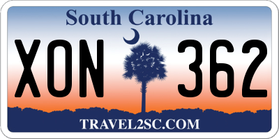 SC license plate XON362