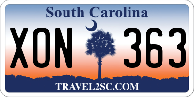 SC license plate XON363