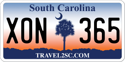 SC license plate XON365
