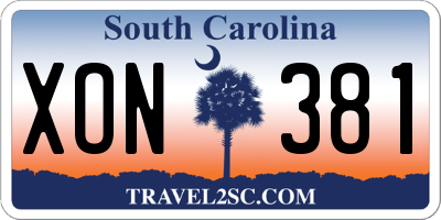 SC license plate XON381
