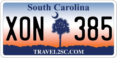 SC license plate XON385