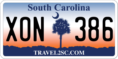 SC license plate XON386