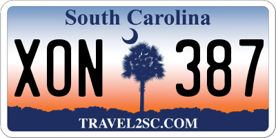 SC license plate XON387