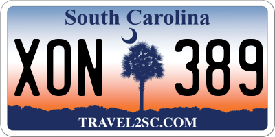 SC license plate XON389