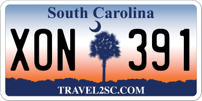 SC license plate XON391