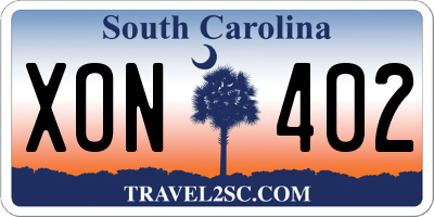 SC license plate XON402