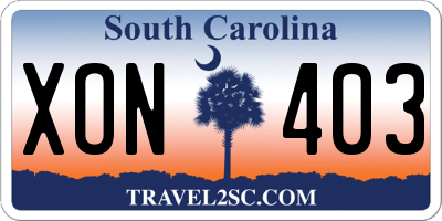 SC license plate XON403