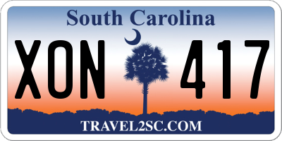 SC license plate XON417