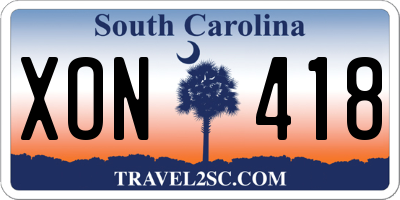 SC license plate XON418