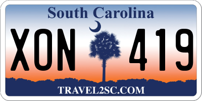 SC license plate XON419