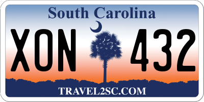 SC license plate XON432