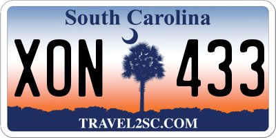 SC license plate XON433