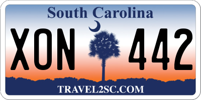 SC license plate XON442