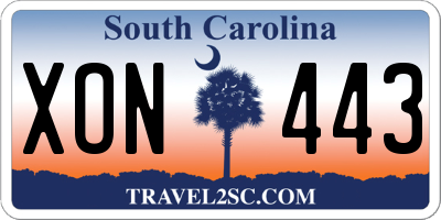 SC license plate XON443