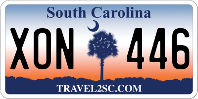 SC license plate XON446