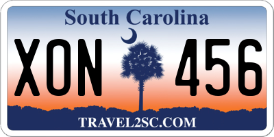 SC license plate XON456