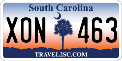 SC license plate XON463