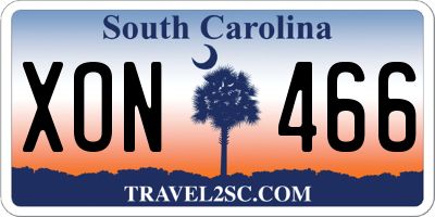 SC license plate XON466