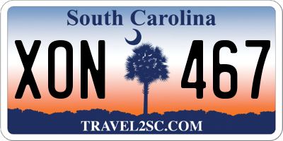 SC license plate XON467