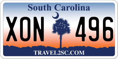 SC license plate XON496