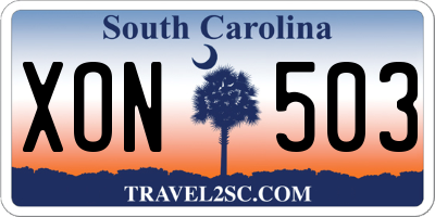 SC license plate XON503