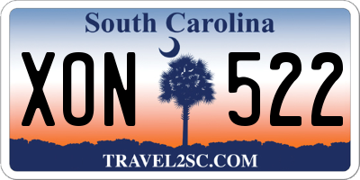 SC license plate XON522