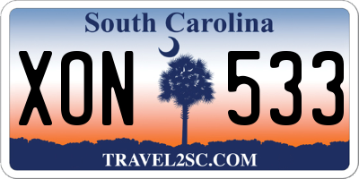 SC license plate XON533