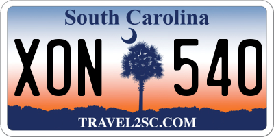 SC license plate XON540