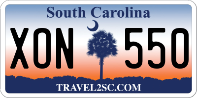 SC license plate XON550