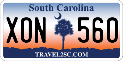 SC license plate XON560