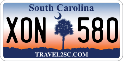 SC license plate XON580