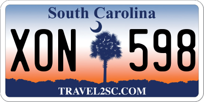 SC license plate XON598