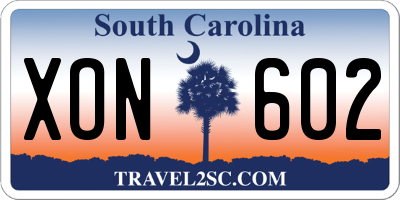 SC license plate XON602