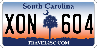SC license plate XON604