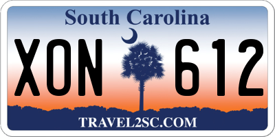 SC license plate XON612