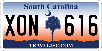 SC license plate XON616