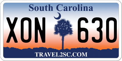 SC license plate XON630