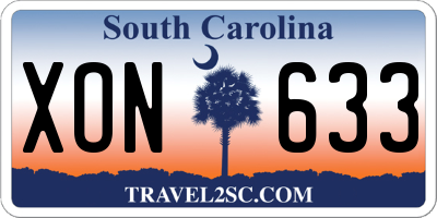 SC license plate XON633