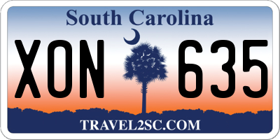 SC license plate XON635