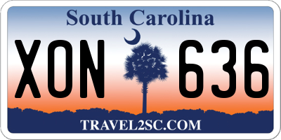 SC license plate XON636