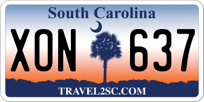 SC license plate XON637