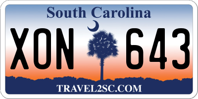 SC license plate XON643