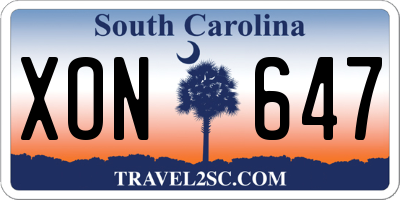SC license plate XON647