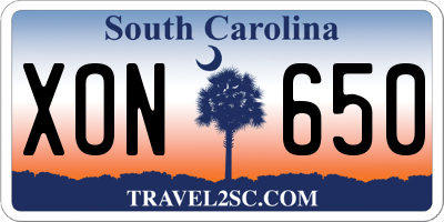 SC license plate XON650